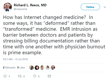 EHR Tweet by Richard Reece