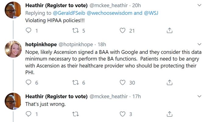 Not a HIPAA violation twitter conversation