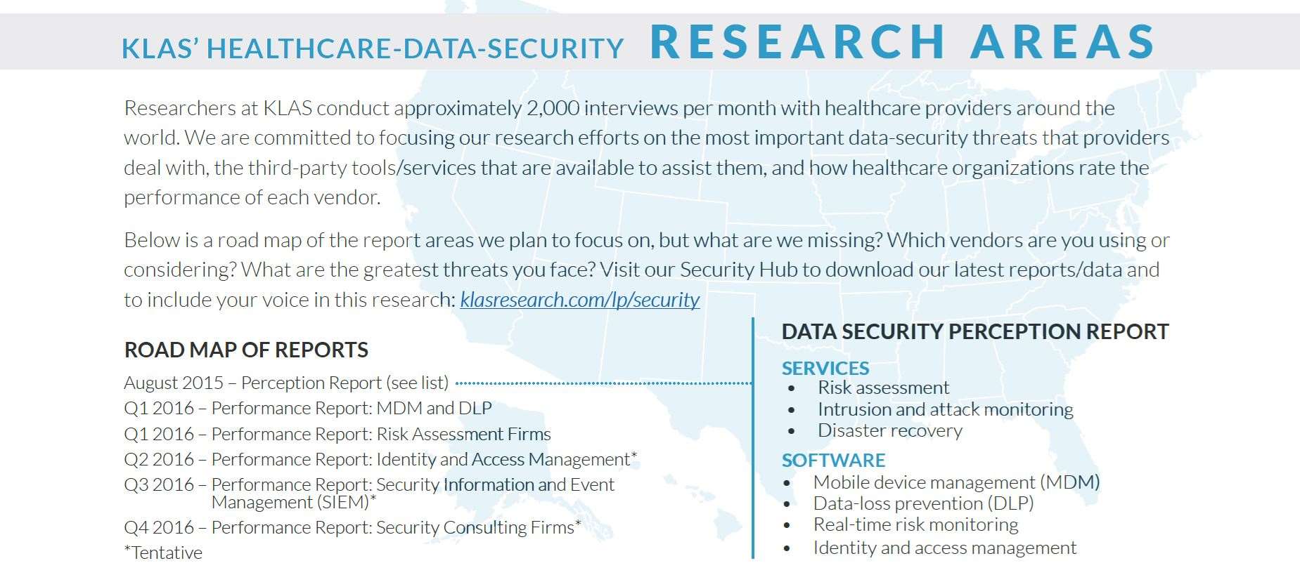 klas healthcare data security research areas