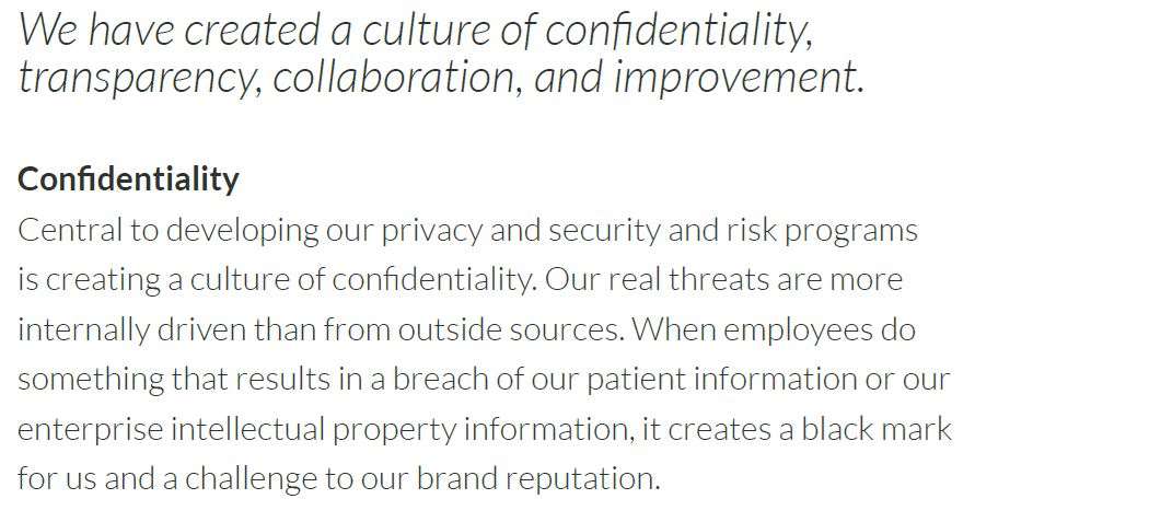 we have created a culture of confidentiality transparency collaboration and improvement