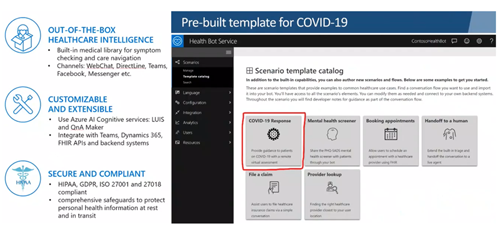 Coretek microsoft health bot covid19 template